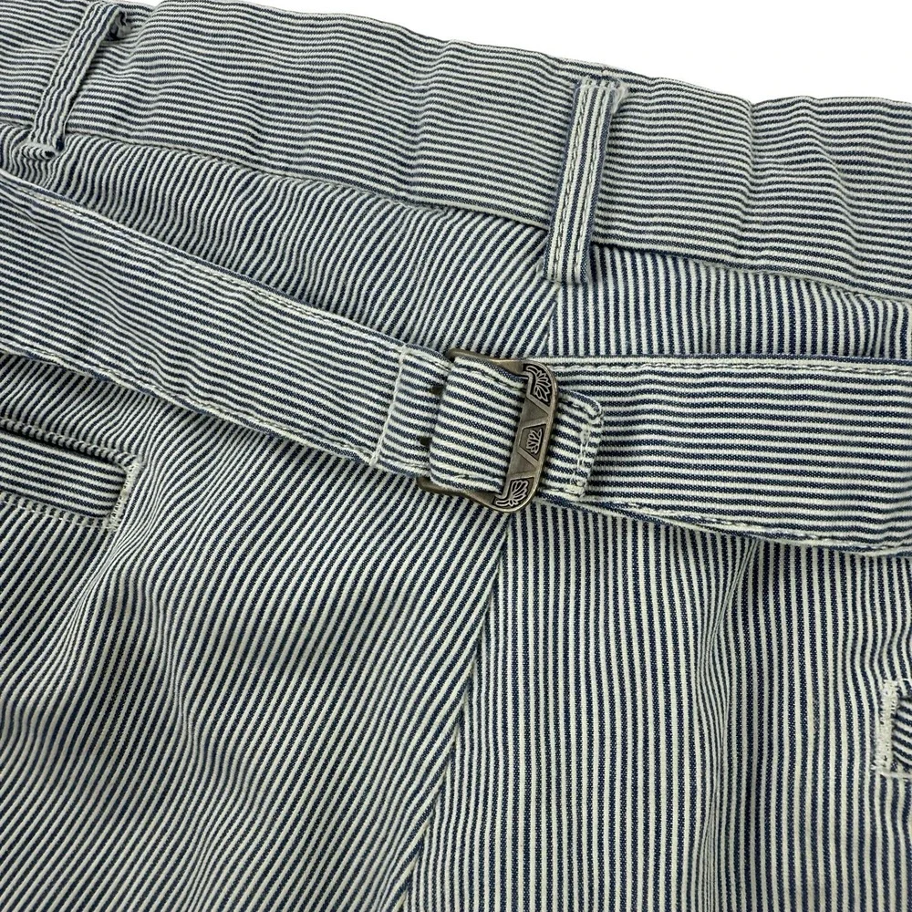 Polo Ralph Lauren Blue White Stripe Cinch Back Shorts Flat‎ Front Men's 33x10